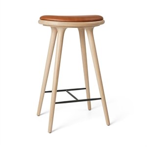 Mater High Stool Bar Stool Matt Oak/ Walnut Leather 74 cm