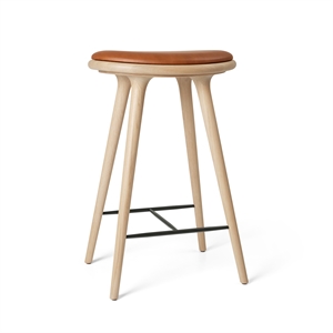 Mater High Stool Bar Stool Matt Oak/ Walnut Leather 69 cm