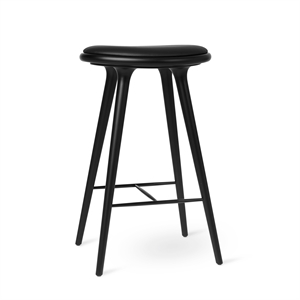 Mater High Stool Bar Stool Black Beech/Ultra Black Leather 74 cm