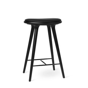 Mater High Stool Bar Stool Black Beech/Ultra Black Leather 69 cm