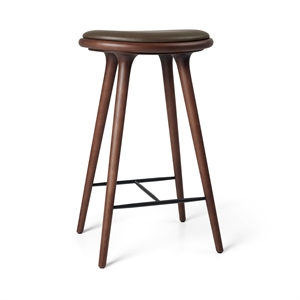 Mater High Stool Bar Stool Brown Beech/Dark Brown Leather 74 cm