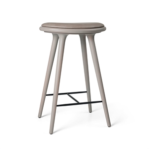 Mater High Stool Bar Stool Gray Beech/Burnt Gray Leather 69 cm