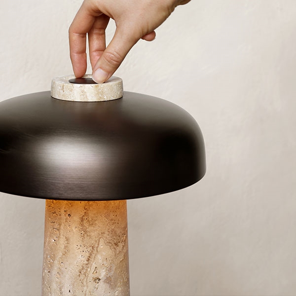 Reverse Table Lamp In Travertine, Types Of Table Lamp Shade