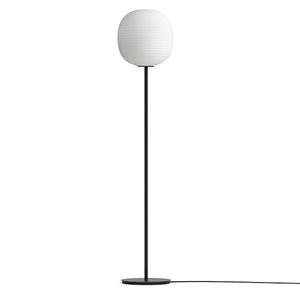 NEW WORKS Lantern Floor Lamp with Black Stem & Frosted White Opal Glas