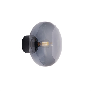 New Works Karl-Johan Wall Lamp Ø23 Smoked Colored Glass & Black Lacquered Oak