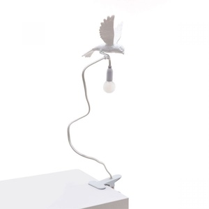 Seletti Sparrow Landing Table Lamp With Clip White