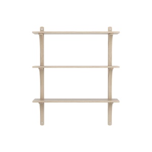 Swedese Levi Shelf 90 cm 3 Shelves Aluminum/ White pigmented lacquered Oak