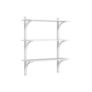 Swedese Levi Shelf 90 cm 3 Shelves Aluminum/ White Lacquered Ash