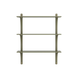 Swedese Levi Shelf 90 cm 3 Shelves Aluminum/Moss Green/ Ash