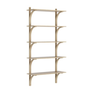 Swedese Levi Shelf 90 cm 5 Shelves Brass/ Natural Lacquer Oak
