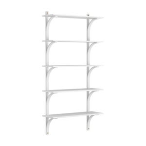 Swedese Levi Shelf 90 cm 5 Shelves Brass/ White Lacquered Ash