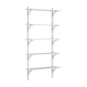 Swedese Levi Shelf 90 cm 5 Shelves Aluminum/ White Lacquered Ash