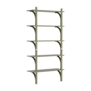 Swedese Levi Shelf 90 cm 5 Shelves Aluminum/Moss Green/Ash