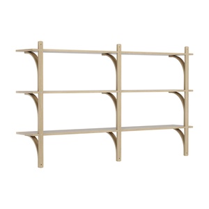 Swedese Levi Shelf 180 cm 3 Shelves Brass/ Natural Lacquer Oak