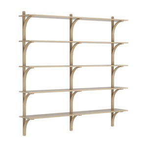 Swedese Levi Shelf 180 cm 5 Shelves Brass/ Natural Lacquer Oak
