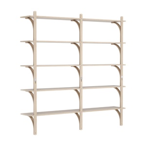 Swedese Levi Shelf 180 cm 5 Shelves Brass/ White pigmented lacquered Oak