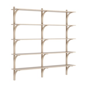 Swedese Levi Shelf 180 cm 5 Shelves Aluminum/ White Pigmented Lacquered Oak
