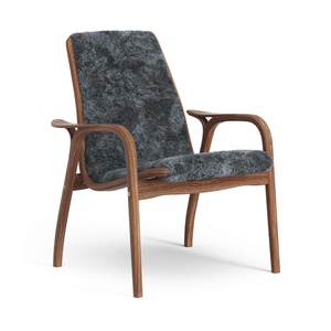 Swedese Laminate Armchair Lacquered Walnut/Charcoal/Sheepskin