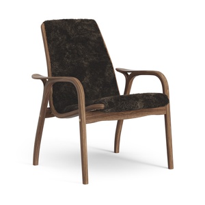 Swedese Laminate Armchair Lacquered Walnut/Espresso/Sheepskin