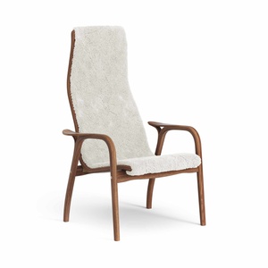 Swedese Lamino Armchair High Lacquered Walnut/ Off White/Sheepskin