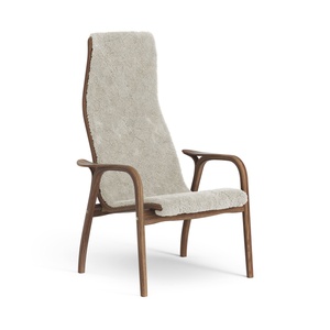 Swedese Lamino Armchair High Lacquered Walnut/Moonlight/Sheepskin