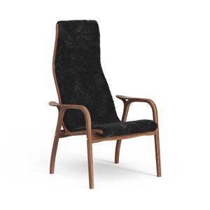 Swedese Lamino Armchair High Lacquered Walnut/ Black/Sheepskin
