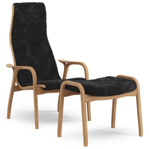 Swedese Lamino Armchair With Footstool High Oiled Oak/ Black/Sheepskin