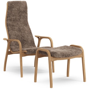 Swedese Lamino Armchair With Footstool High Oiled Oak/Sahara/Sheepskin