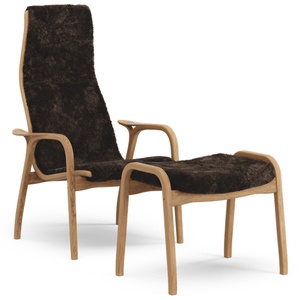 Swedese Lamino Armchair With Footstool High Oiled Oak/Espresso/Sheepskin