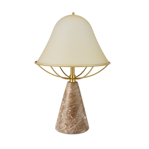 Anita Table Lamp Light Yellow/Brass & Brown Marble