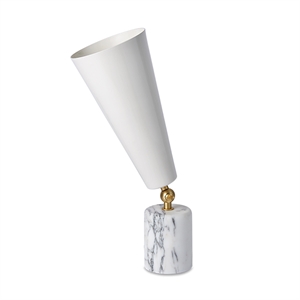 TATO Vox Table Lamp White Marble & Matt Brass/White Small