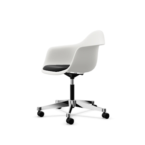 Vitra Eames Plastic PACC Office Chair w. Upholstered Seat and Swivel Black/ White