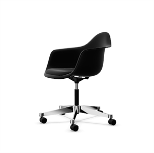 Vitra Eames Plastic PACC Office Chair M. Upholstered Seat and Swivel Black/ Deep Black