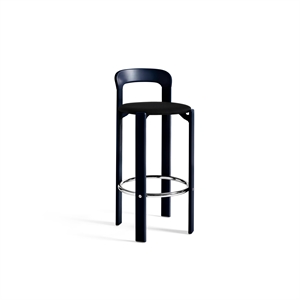 HAY Rey Bar Stool H75 With Upholstered Seat Deep Blue Water