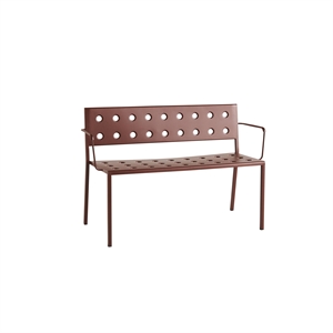 HAY Balcony Dining Bench with Armrests Iron Red