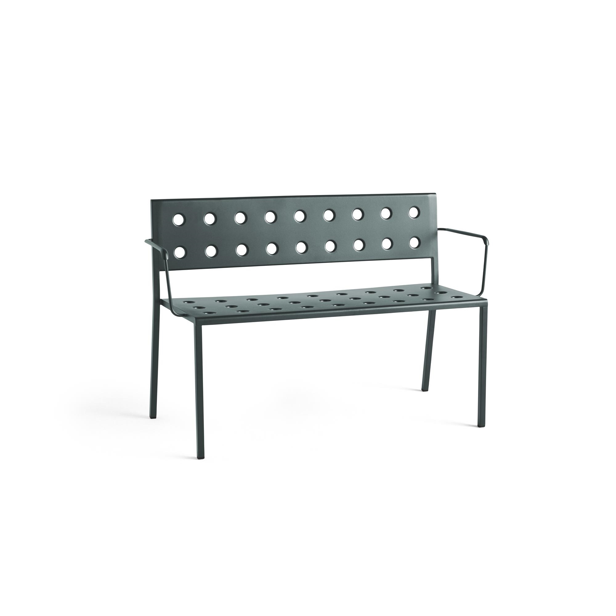 HAY Balcony Dining Bench with Armrest Dark Forest