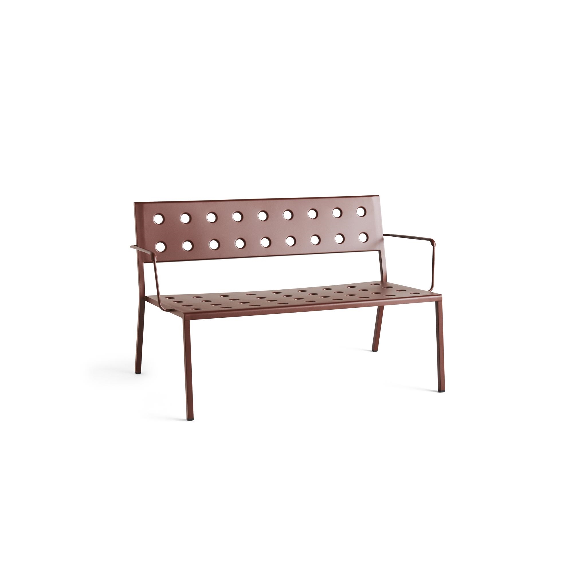 HAY Balcony Lounge Bench with Armrest Iron Red