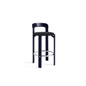 HAY Rey Bar Stool H65 With Upholstered Seat Deep Blue Water
