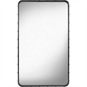 GUBI Adnet Wall Mirror Rectangular Black Leather 65 x 115 cm
