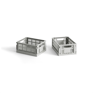 HAY Colour Crate Storage Box Mini Set of 2 Light Gray