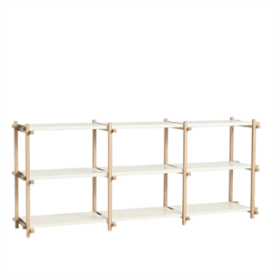 HAY Woody Shelving 2.0 Shelving Unit Low Almond White/Steel