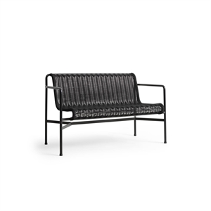 HAY Palissade Cord Dining Bench With Armrests Anthracite