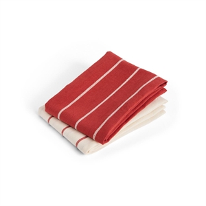 HAY Outdoor Market Tea Towel Set of 2 Beige/ Red