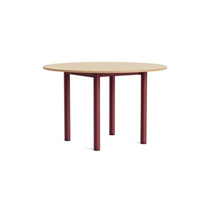 HAY Annex Round Dining Table Ø120 Lacquered Oak/Barn Red