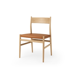 Brdr. Krüger Arv Dining Chair with Solid Back Oak/Brandy Leather