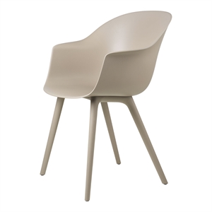 Bat Dining Chair - Un-Upholstered, Plastic Base, Outdoor (New Beige Base, New Beige)