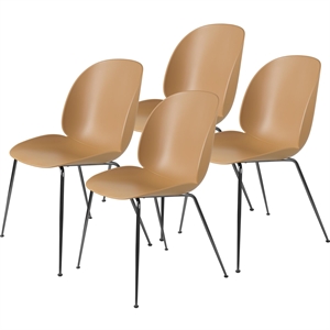 GUBI Beetle Dining Chair Conic Base/ Black Chrome/ Amber Brown 4 Pcs.