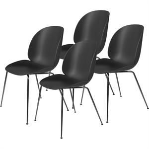 GUBI Beetle Dining Chair Conic Base/ Black Chrome/ Black 4 Pcs.