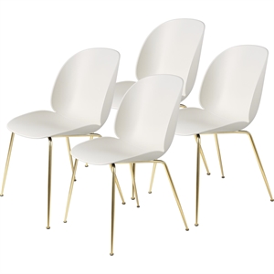 GUBI Beetle Dining Chair Conic Base/ Brass Semi Matt/ Alabaster White 4 Pcs.