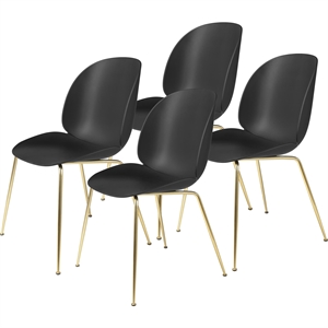 GUBI Beetle Dining Chair Conic Base/ Brass Semi Matt/ Black 4 Pcs.